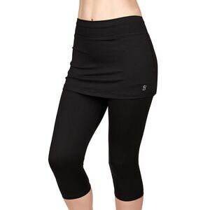 Workout Leggings with Skirt 2XL Tennis Pickleball Crop Capri Activewear Stretch